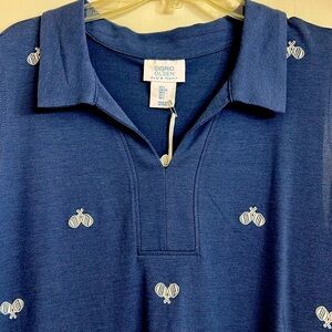 Sigrid Olsen Tennis / Pickleball Dress in navy blue & white, size L